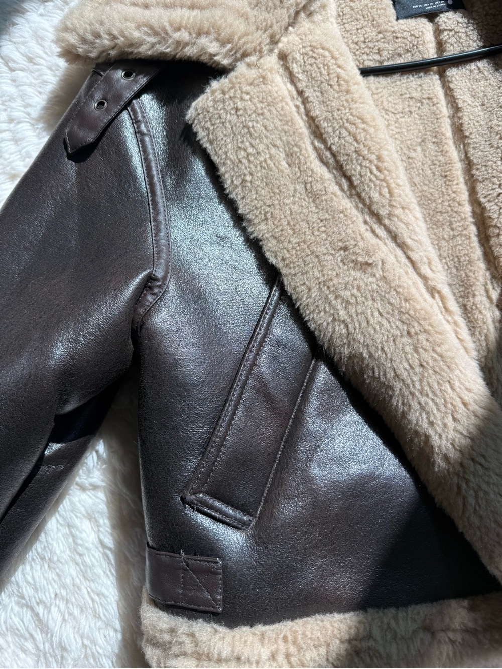 Zara Faux Leather Shearling Aviator Jacket | XS | NWT - Picture 8 of 10